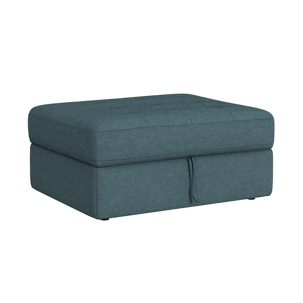 Options One Storage Ottoman in Palmer Plus Teal. Picture 1