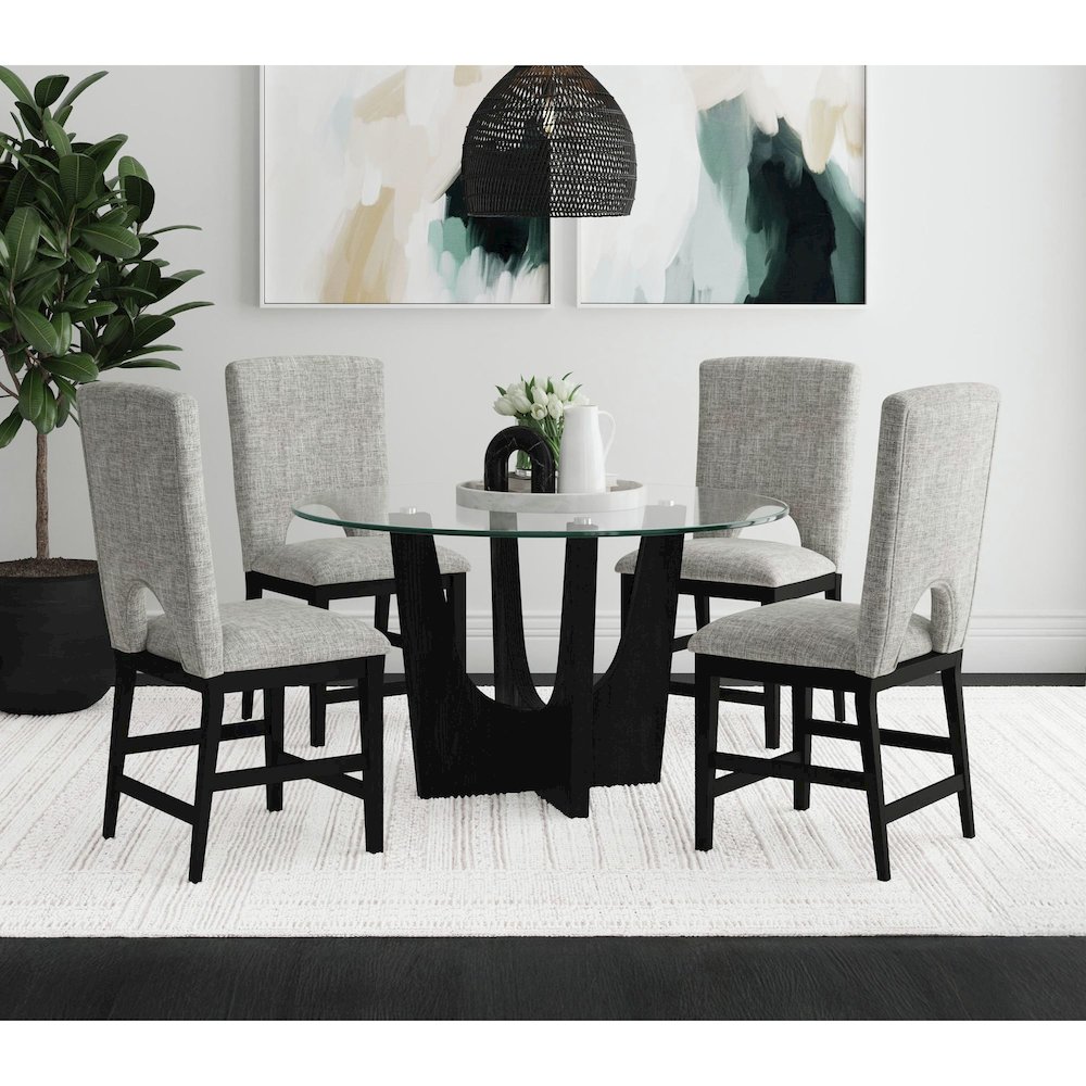 Salem Counter Side Chair with Grey Fabric in Black. Picture 2
