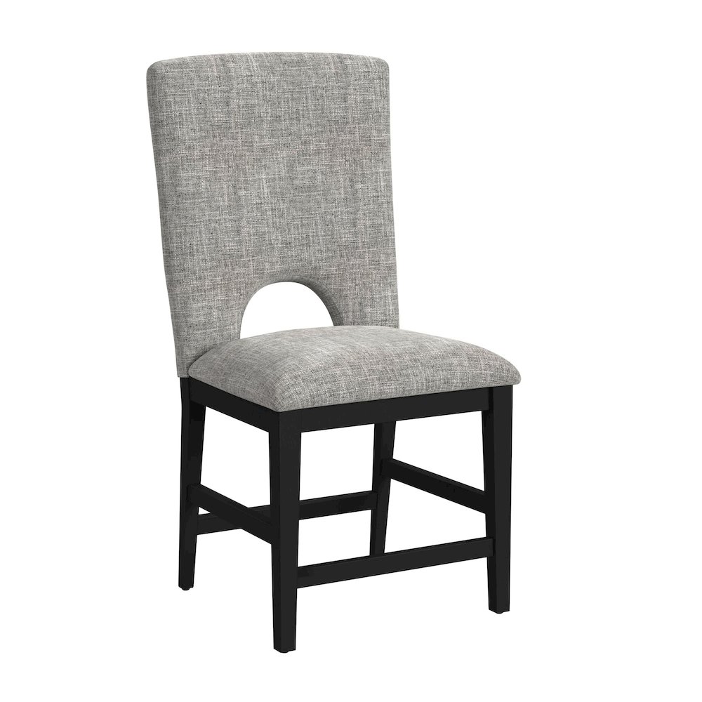 Salem Counter Side Chair with Grey Fabric in Black. Picture 1