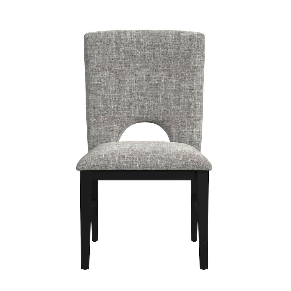 Salem Dining Side Chair with Grey Fabric in Black. Picture 3