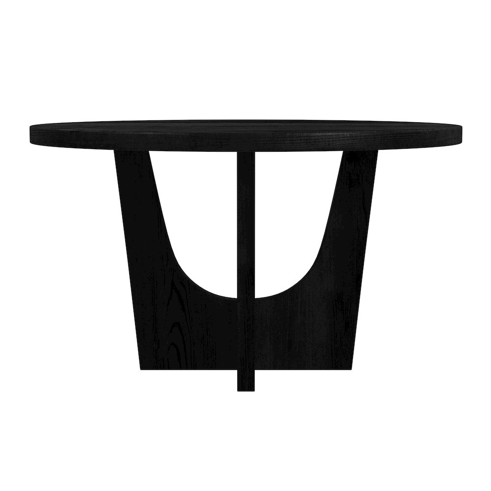Salem Round Dining Table with Black Wood Top in Black. Picture 3