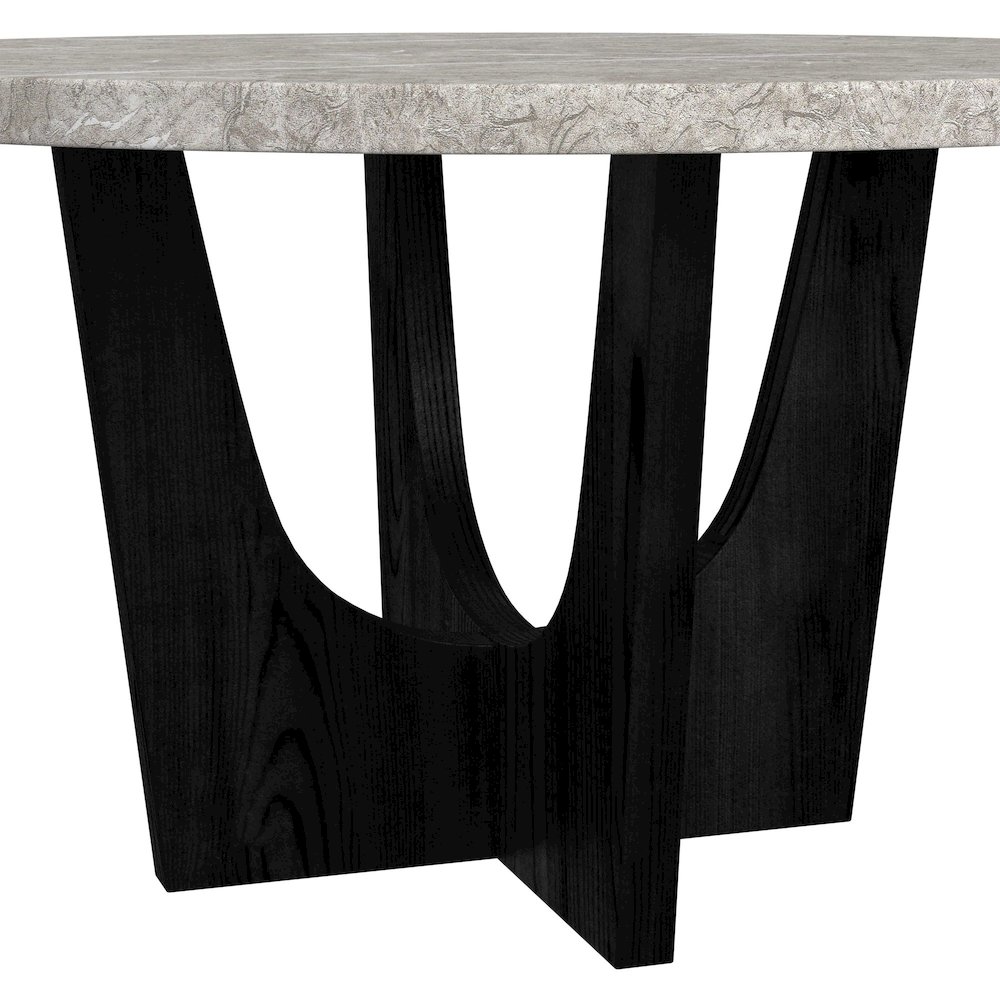 Salem Round Dining Table with Grey Faux Marble Top in Black. Picture 6