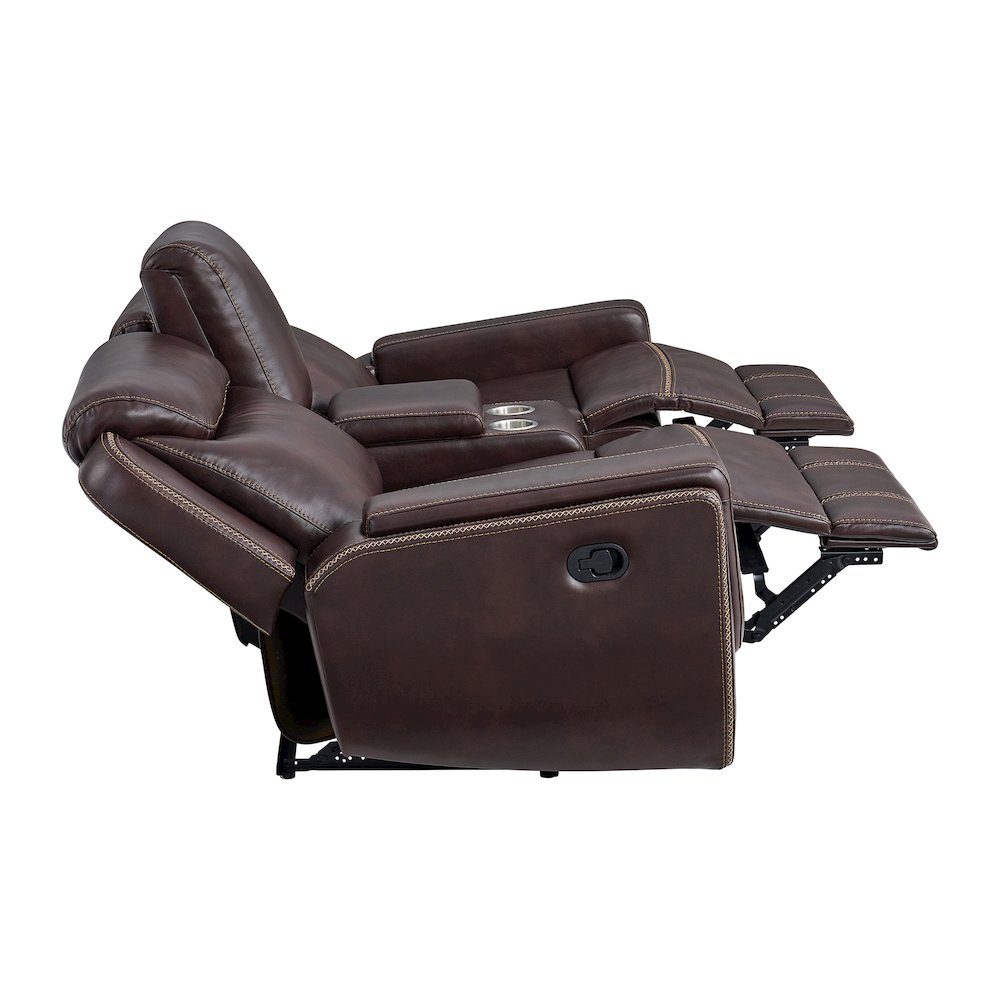 Lynx Motion Loveseat with Console in Neono Brown. Picture 4