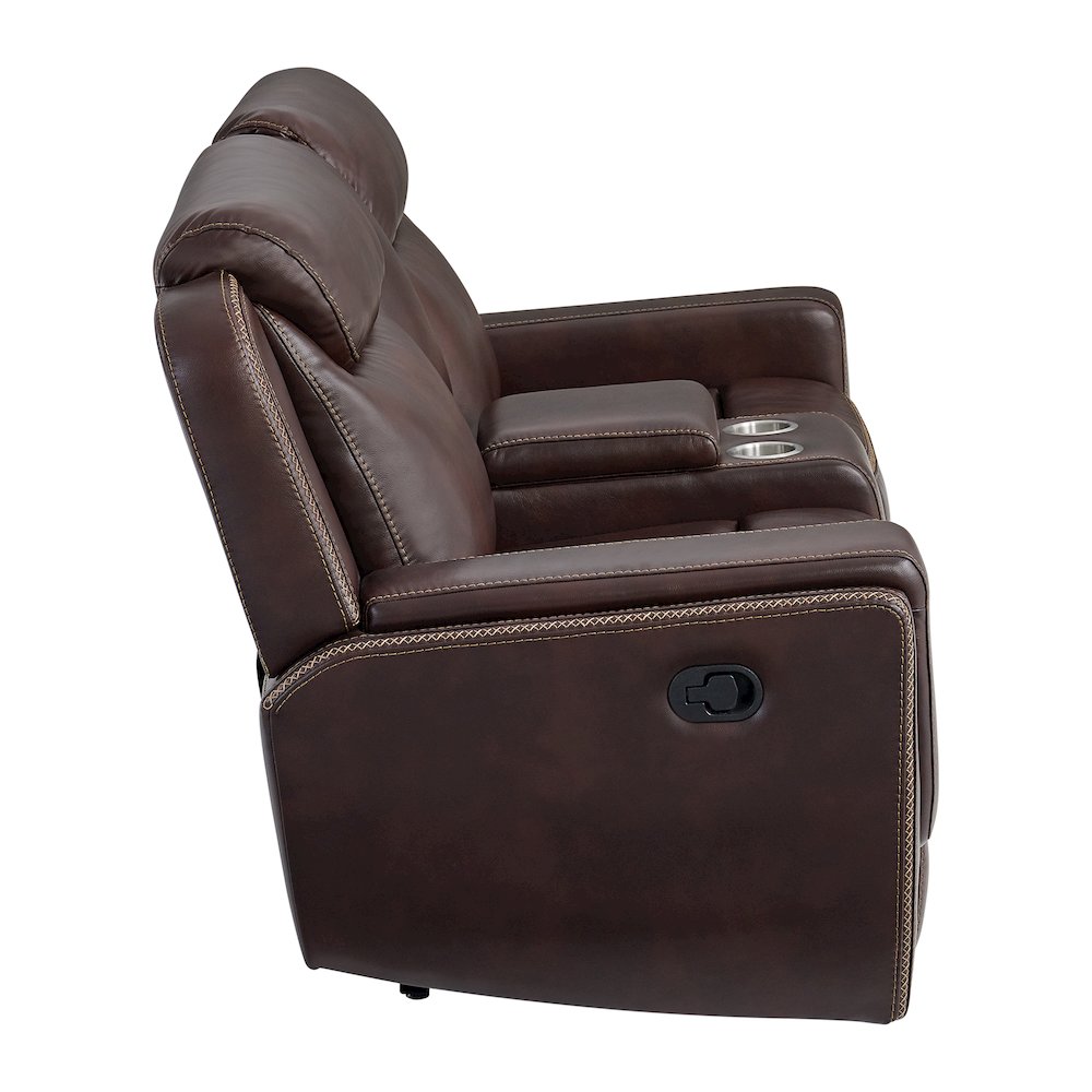 Lynx Motion Loveseat with Console in Neono Brown. Picture 3