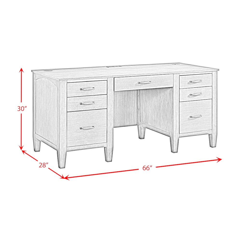 Beth Double Pedestal Desk with Power/USB in Brown Oak. Picture 9