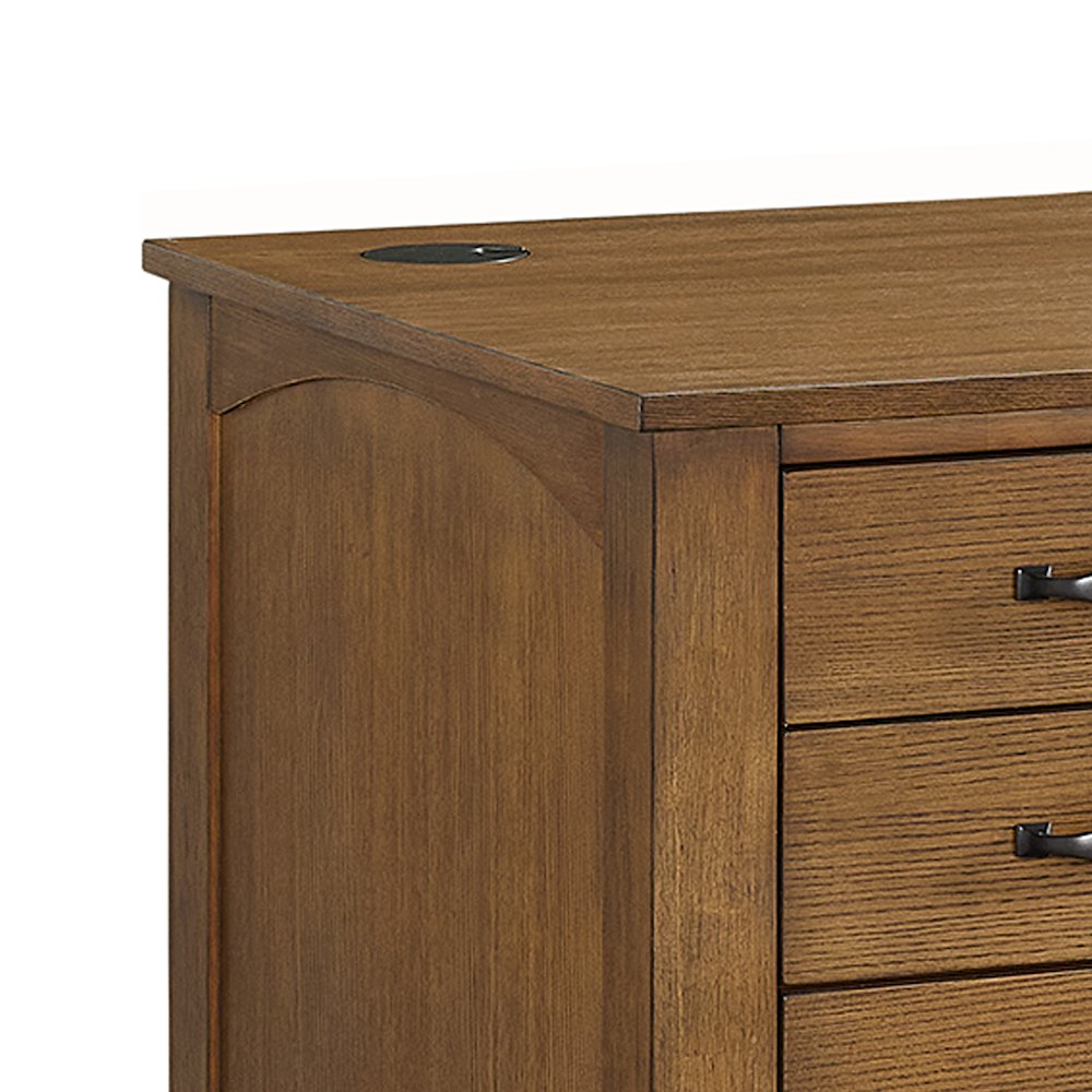 Beth Double Pedestal Desk with Power/USB in Brown Oak. Picture 5