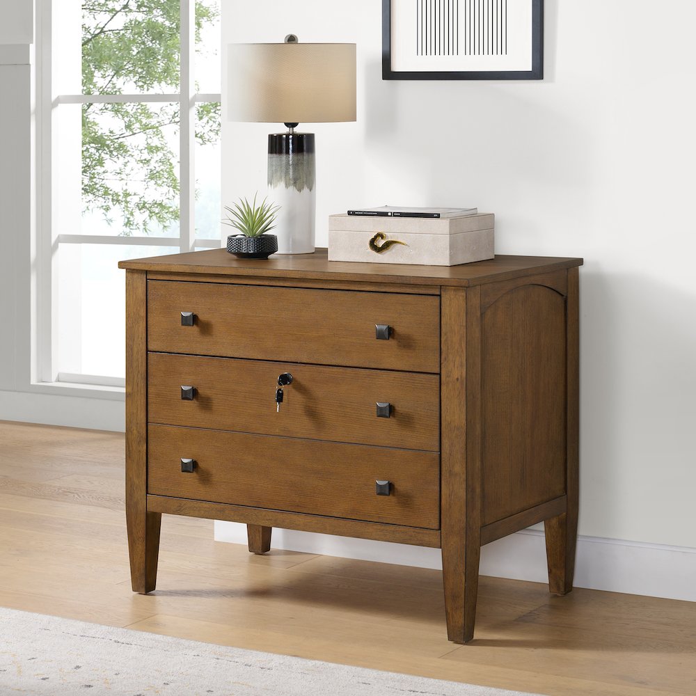Beth File Cabinet in Brown Oak. Picture 3