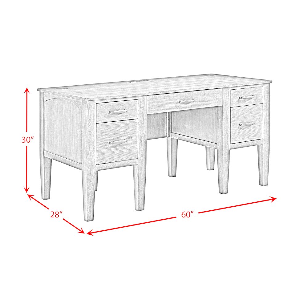 Beth Half Pedestal Desk with Power/USB in Brown Oak. Picture 9