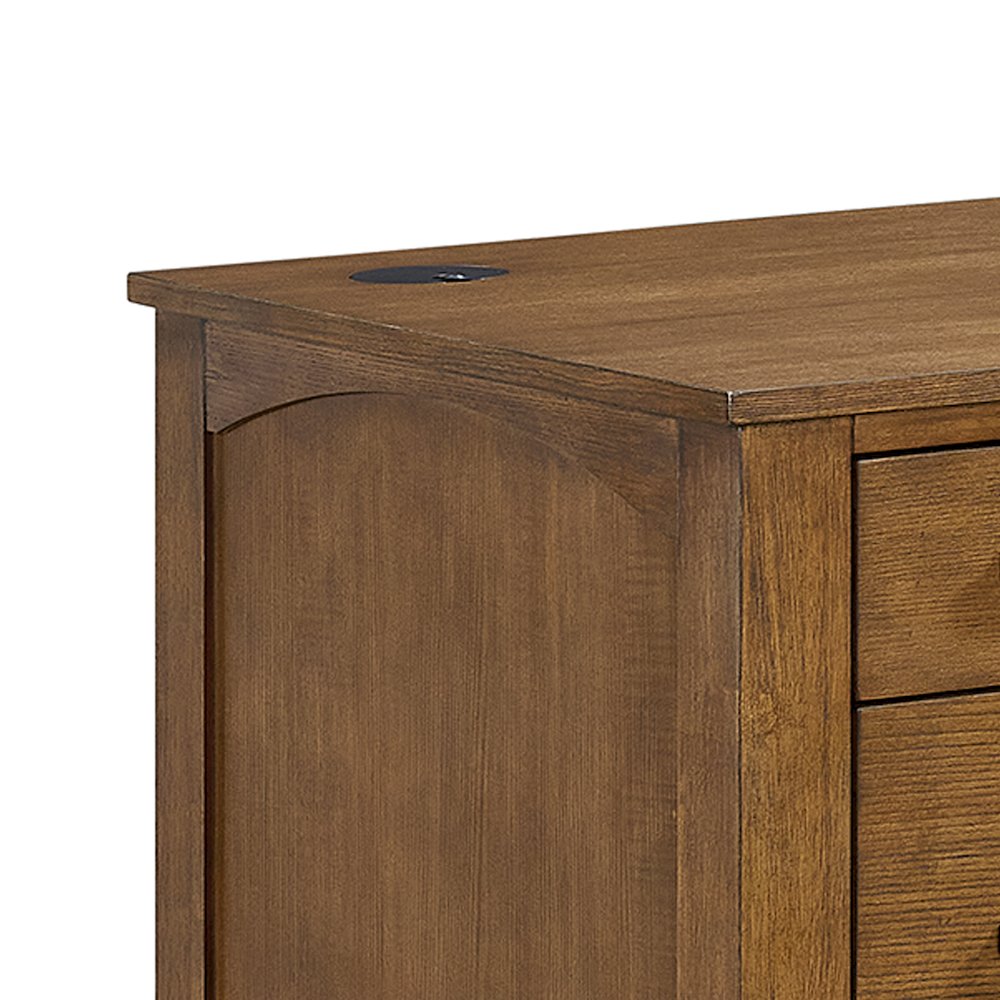 Beth Half Pedestal Desk with Power/USB in Brown Oak. Picture 5