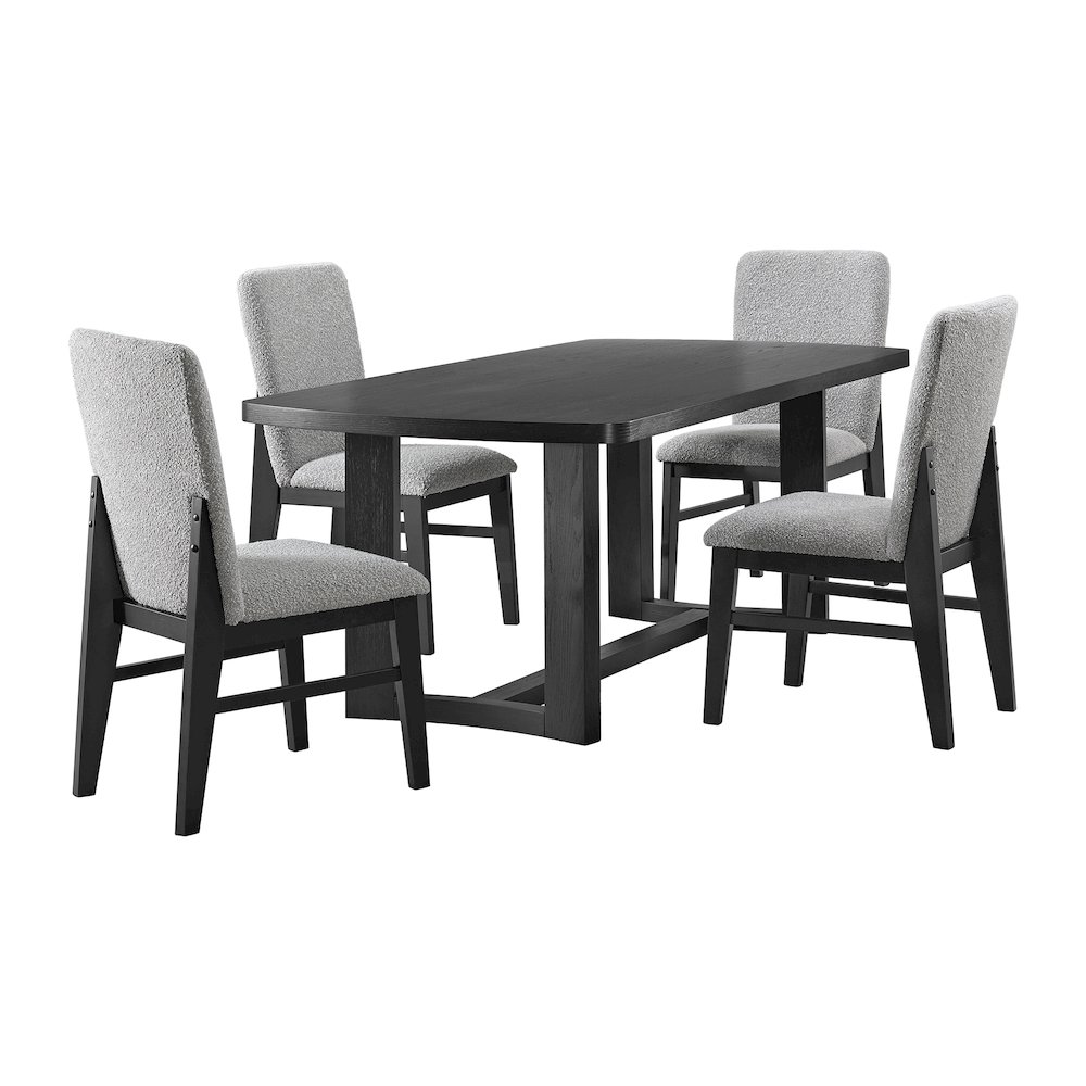 5PC Standard Height Dining Set in Black-Rectangular Table and Four Chairs. Picture 1