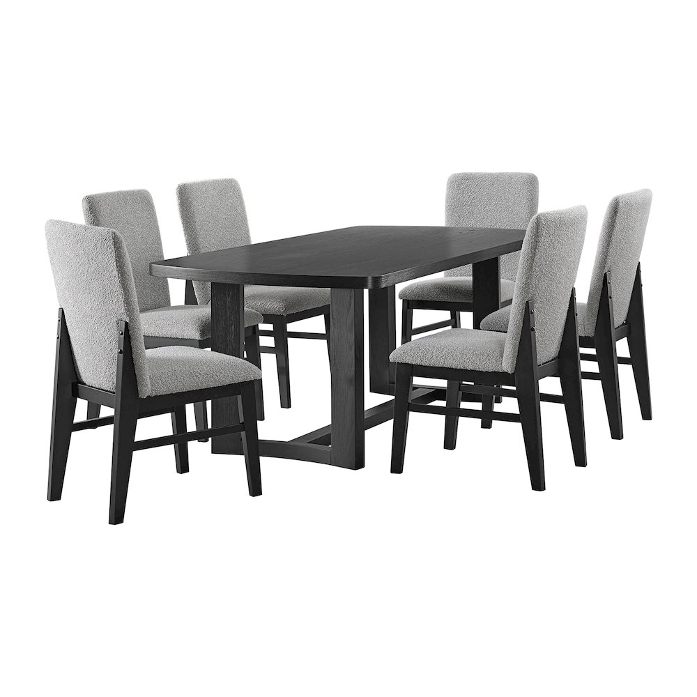 7PC Standard Height Dining Set in Black-Rectangular Table and Six Chairs. Picture 1