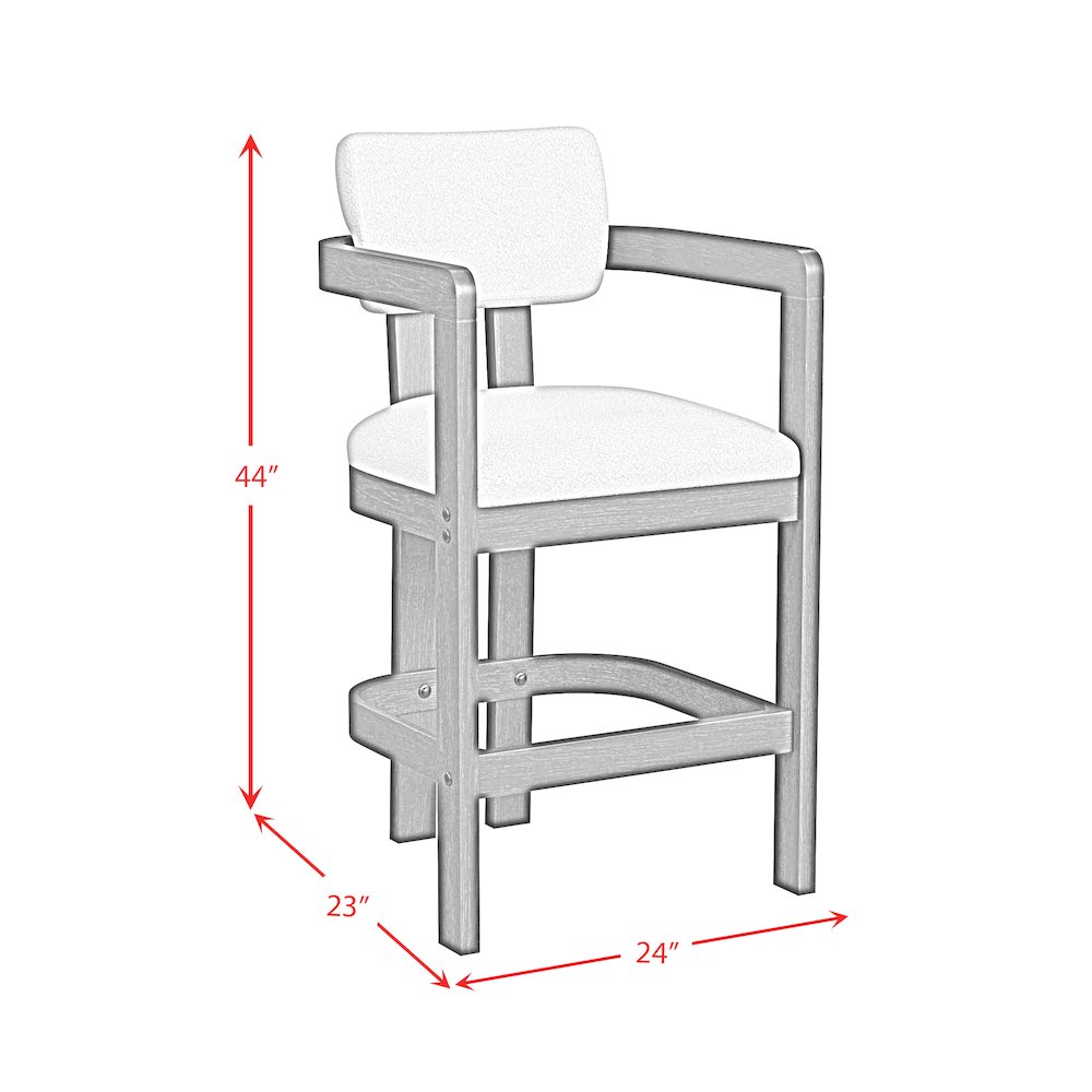 Canal Arm Barstool with White Fabric in Black. Picture 8