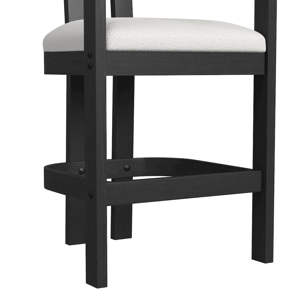 Canal Arm Barstool with White Fabric in Black. Picture 7