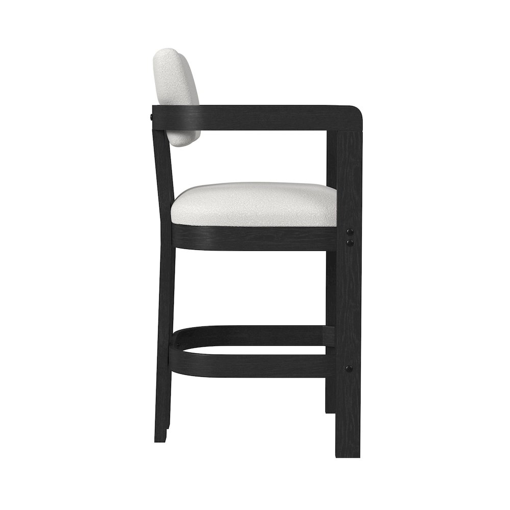 Canal Arm Barstool with White Fabric in Black. Picture 4
