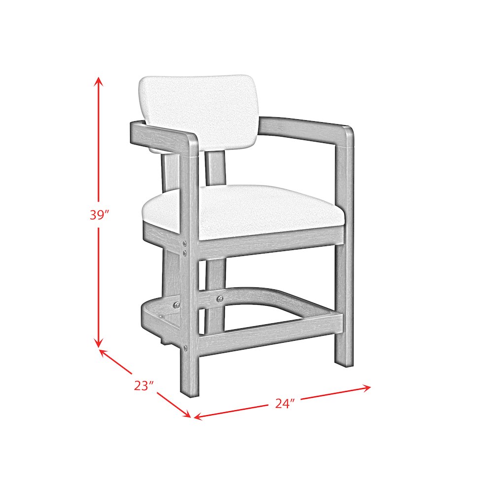 Canal Arm Counter Stool with White Fabric in Black. Picture 8