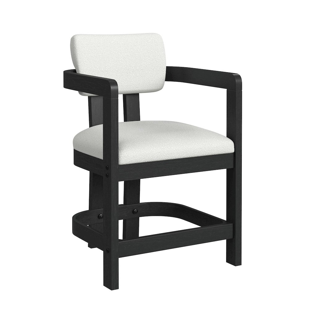 Canal Arm Counter Stool with White Fabric in Black. Picture 1