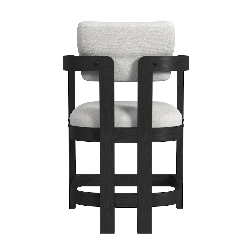 Canal Arm Counter Stool with White Fabric in Black. Picture 5