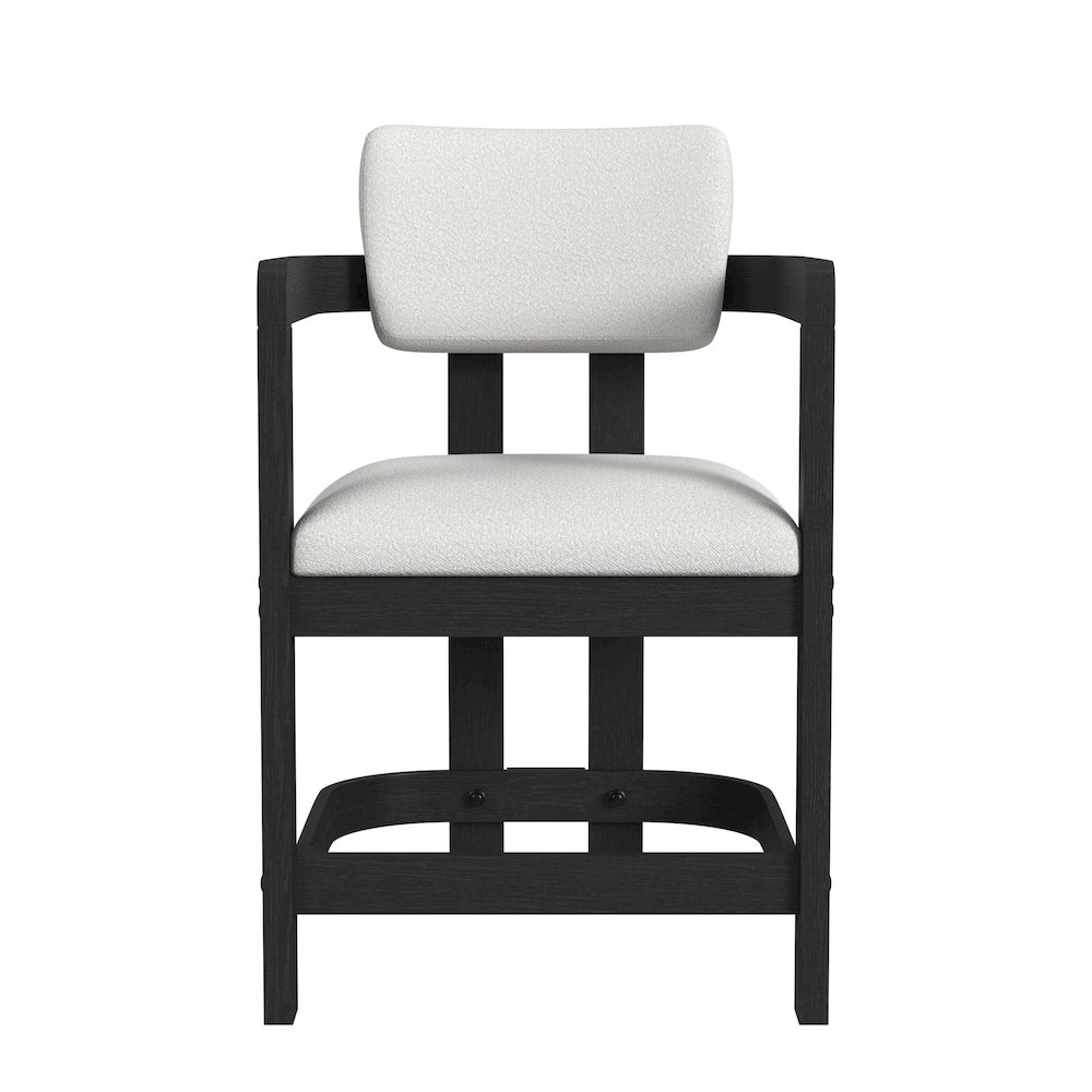 Canal Arm Counter Stool with White Fabric in Black. Picture 3