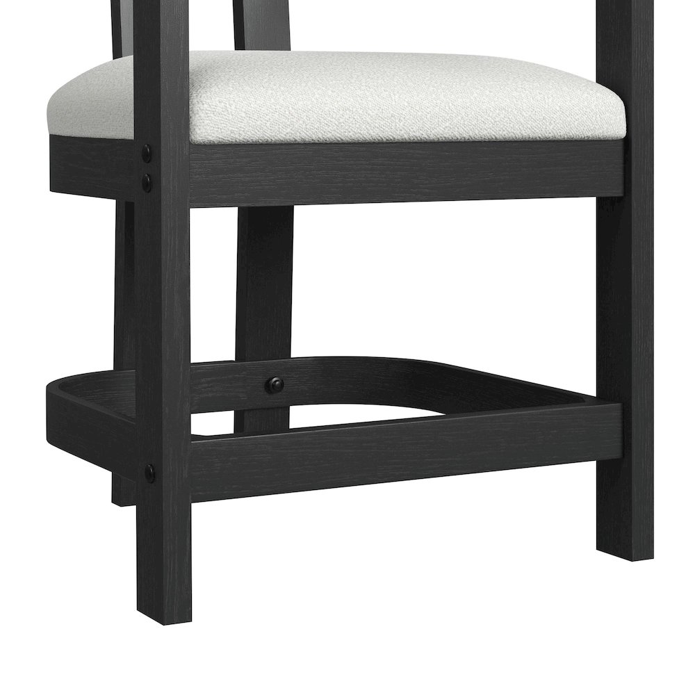 Canal Arm Counter Stool with White Fabric in Black. Picture 7