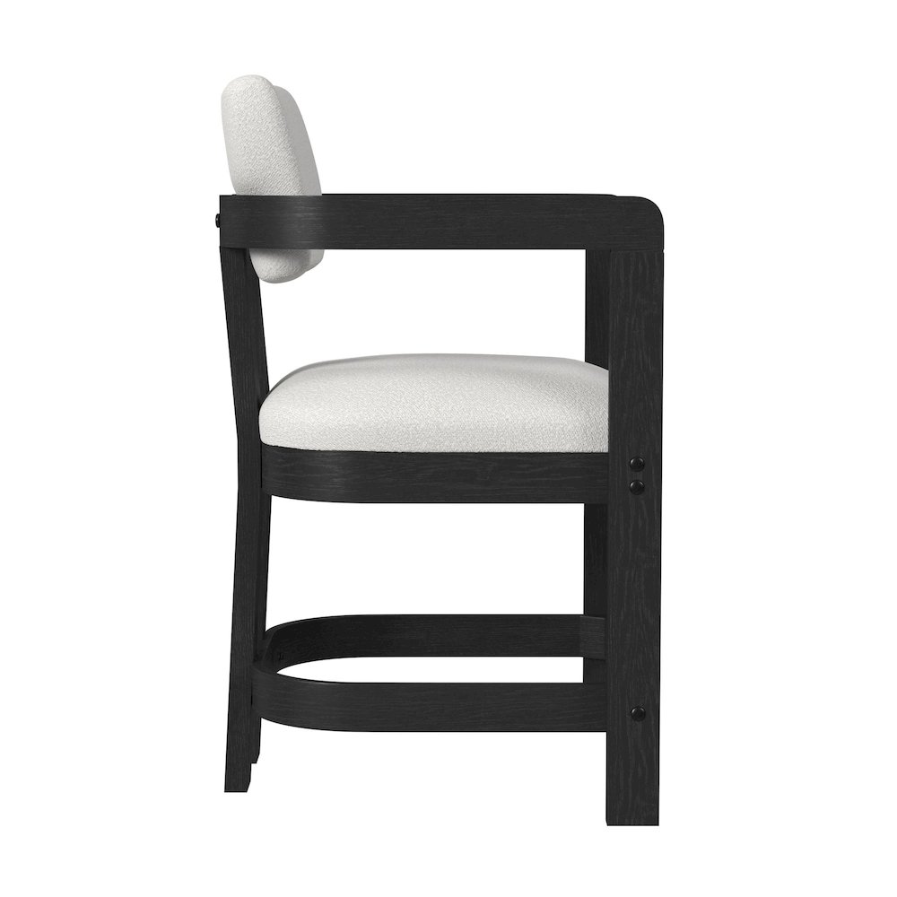 Canal Arm Counter Stool with White Fabric in Black. Picture 4