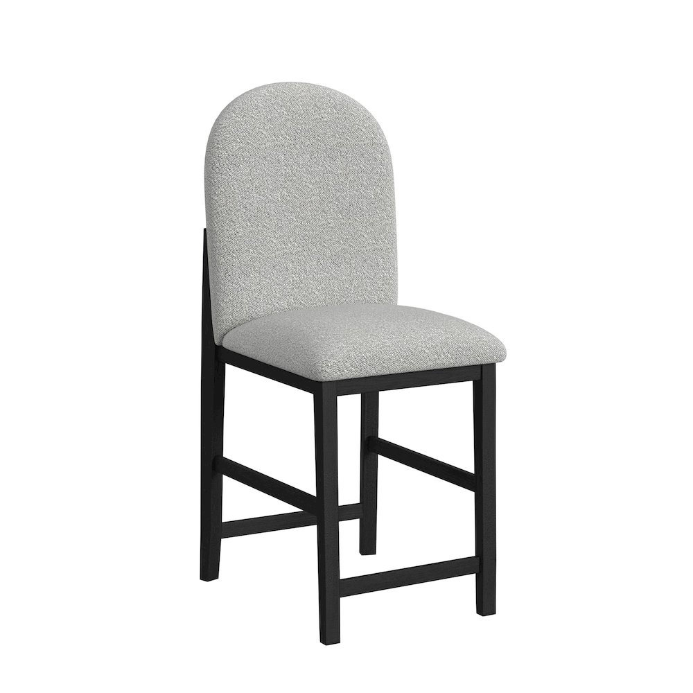 Canal Round Back Barstool with Grey Fabric in Black. Picture 1