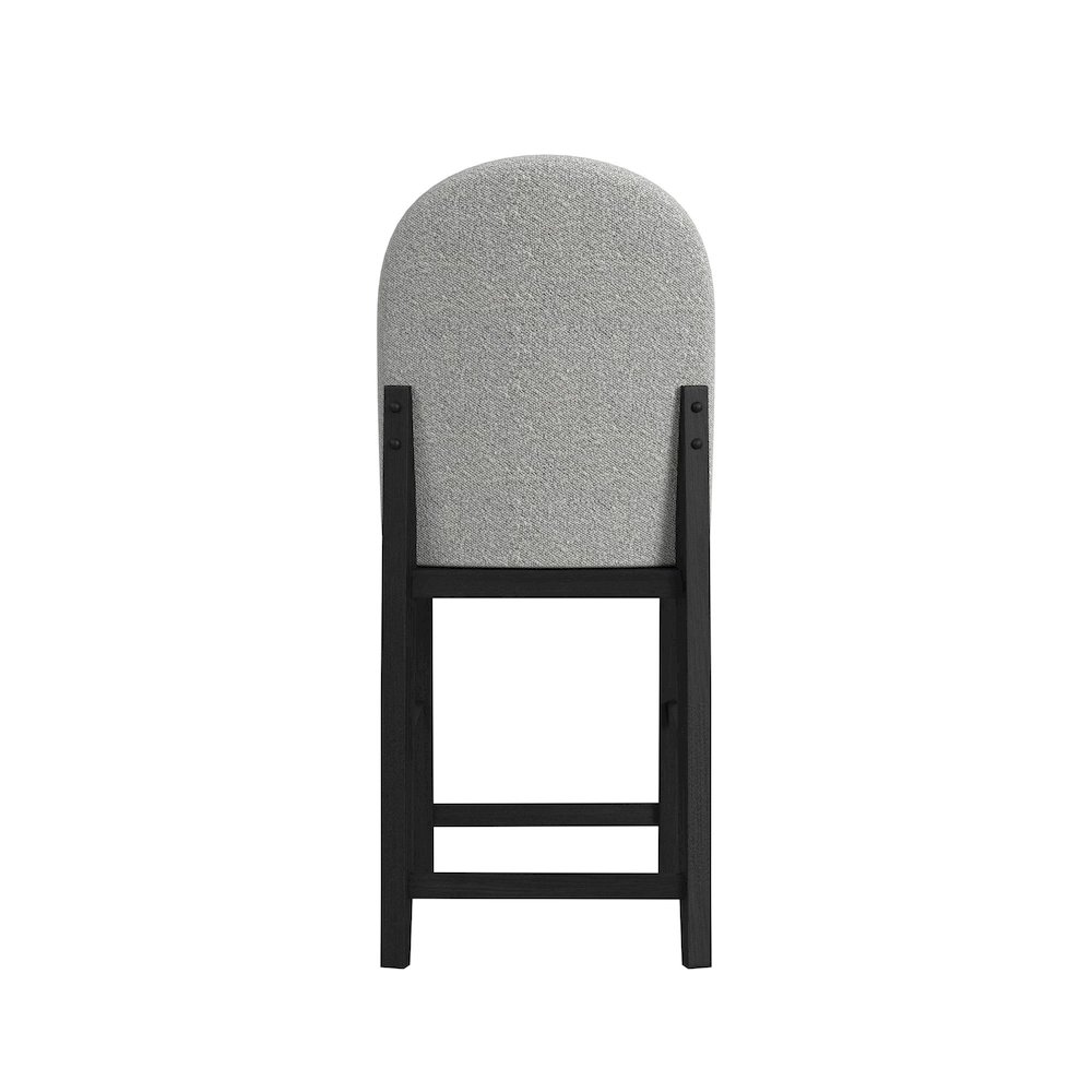 Canal Round Back Barstool with Grey Fabric in Black. Picture 4
