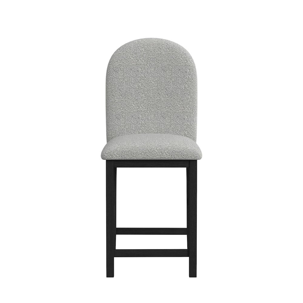 Canal Round Back Barstool with Grey Fabric in Black. Picture 3
