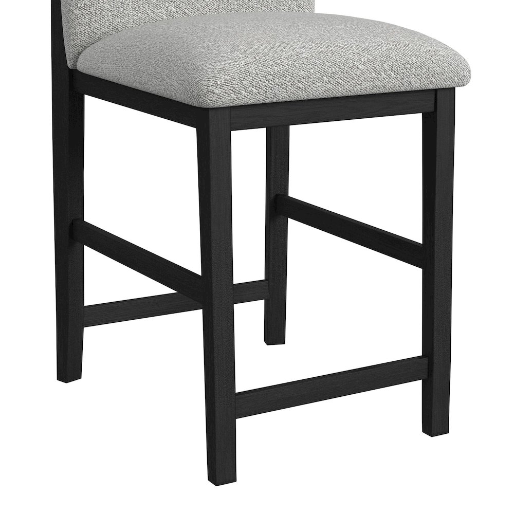 Canal Round Back Barstool with Grey Fabric in Black. Picture 6