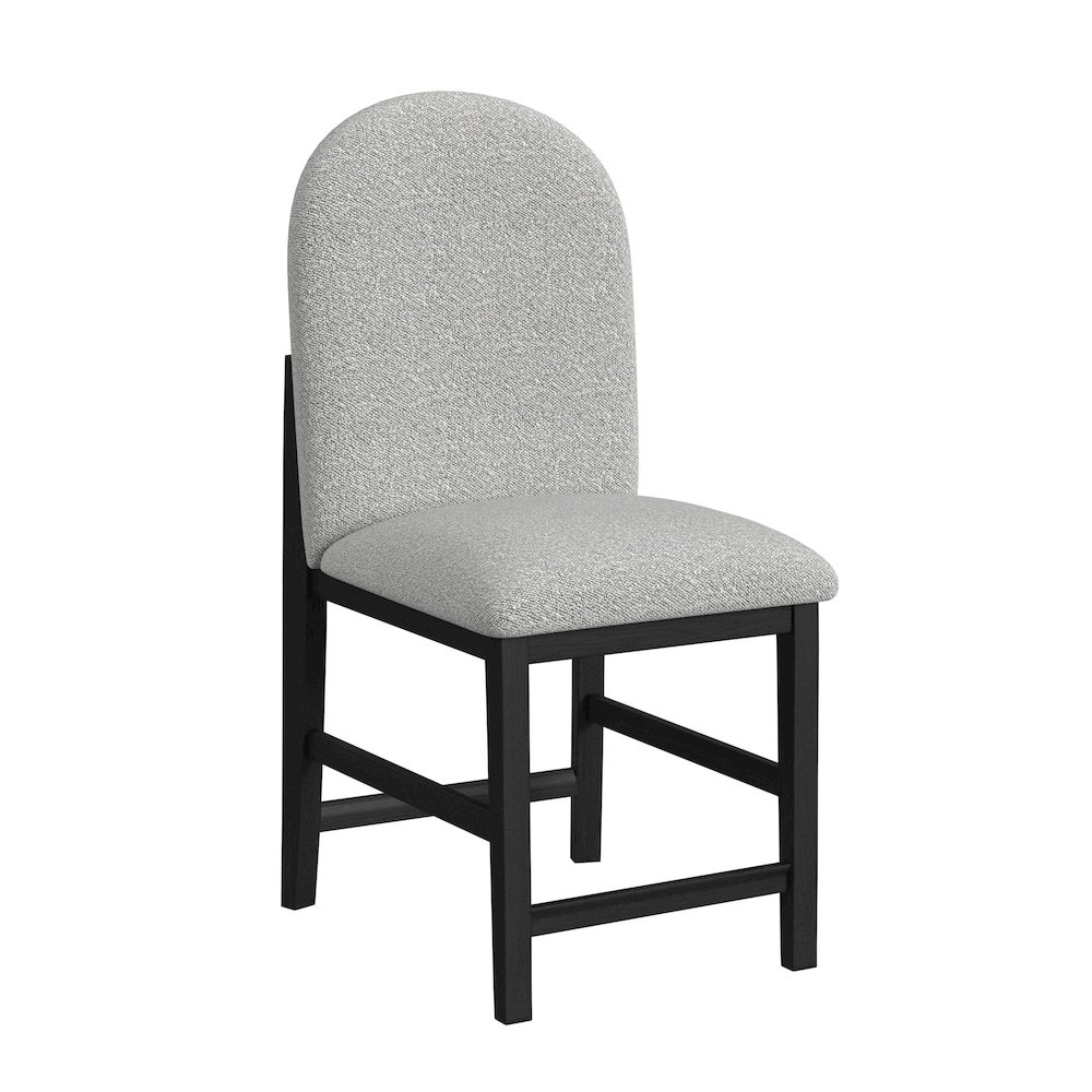 Canal  Round Back Counter Stool with Grey Fabric in Black. Picture 1