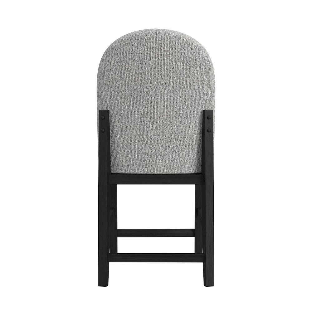 Canal  Round Back Counter Stool with Grey Fabric in Black. Picture 4