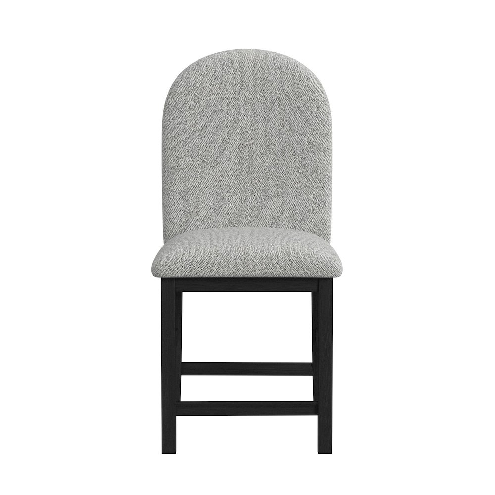 Canal  Round Back Counter Stool with Grey Fabric in Black. Picture 3