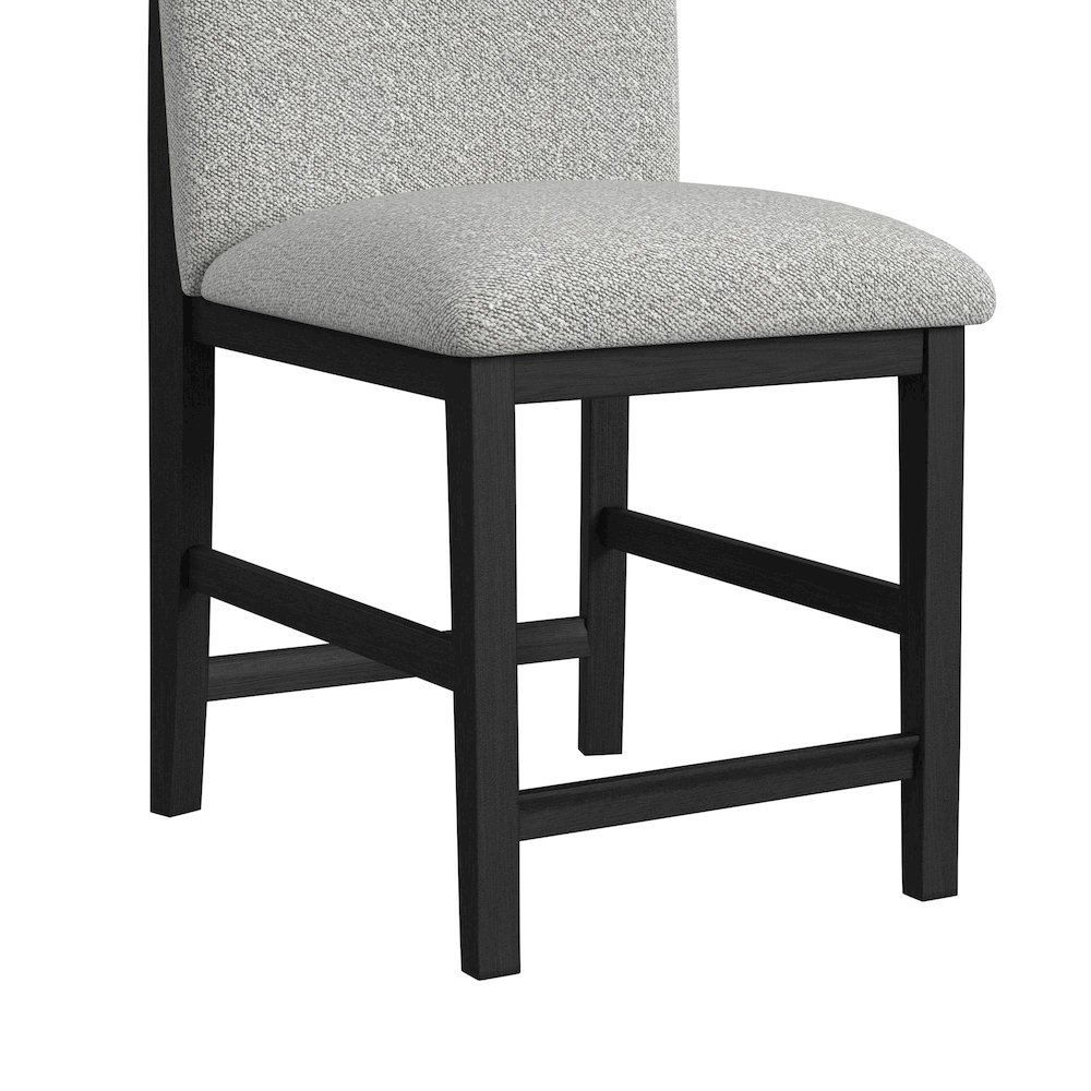 Canal  Round Back Counter Stool with Grey Fabric in Black. Picture 6
