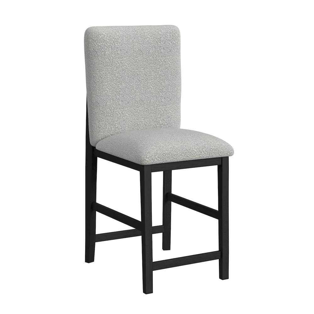 Canal Square Back Barstool with Grey Fabric in Black. Picture 1