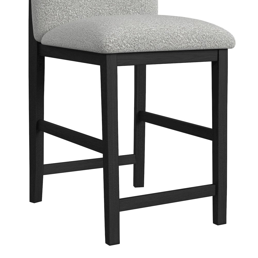 Canal Square Back Barstool with Grey Fabric in Black. Picture 6