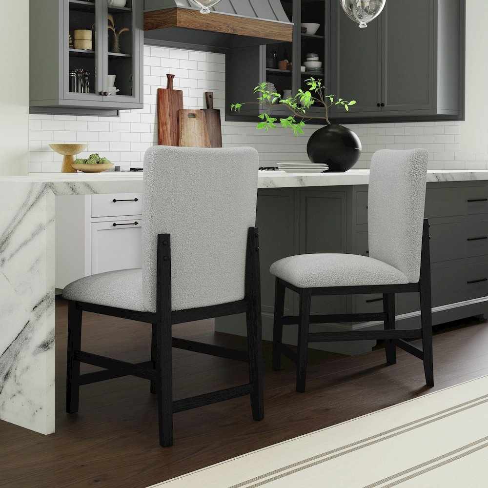 Canal Square Back Counter Stool with Grey Fabric in Black. Picture 2