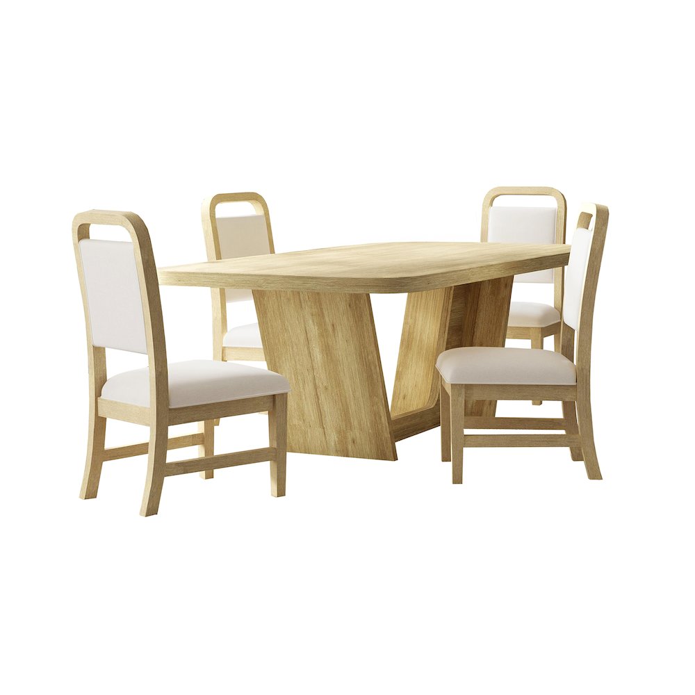 Ridgemont 5PC Standard Height Dining Set in Natural-Table and Four Chairs. Picture 1
