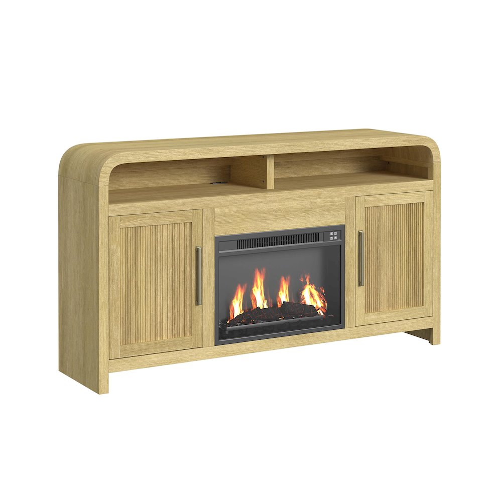 Ridgemont Complete Fireplace Cabinet in Natural - Single Pack. Picture 1