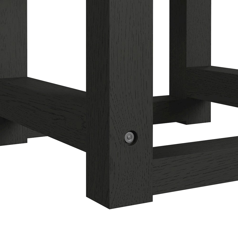 Ridgemont Dressing Stool with White Fabric in Black with Grain. Picture 5