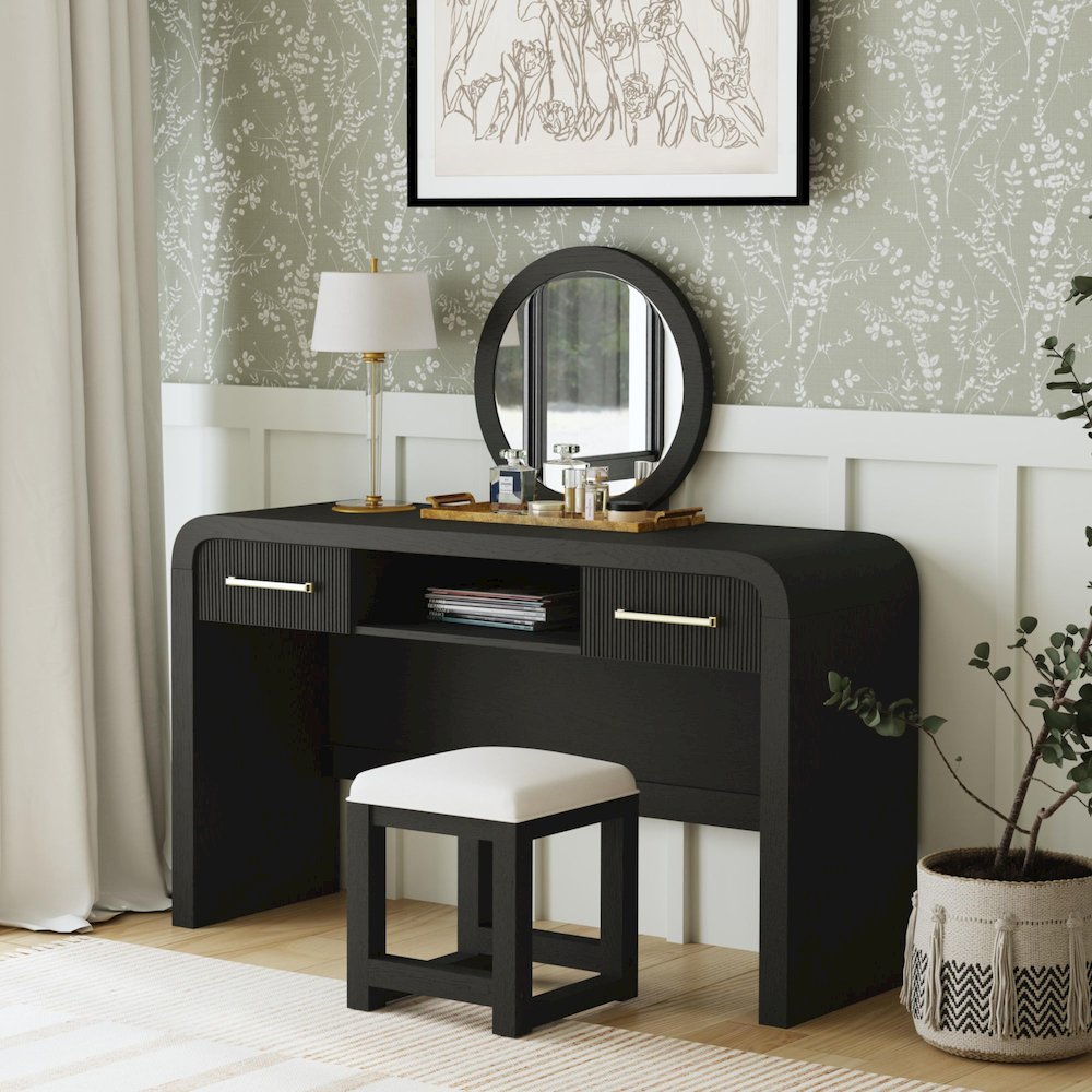 Ridgemont Dressing Table in Black with Grain. Picture 6