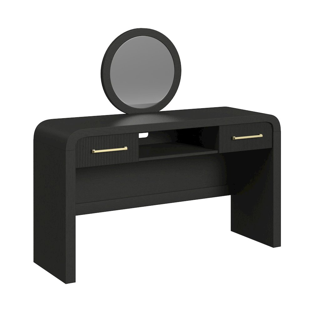 Ridgemont Dressing Table and Mirror in Black with Grain. Picture 1