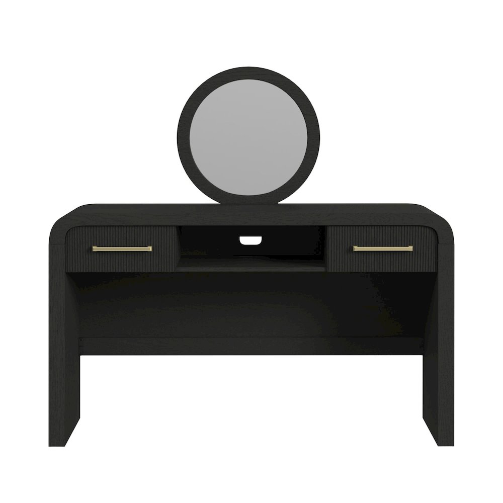 Ridgemont Dressing Table and Mirror in Black with Grain. Picture 2