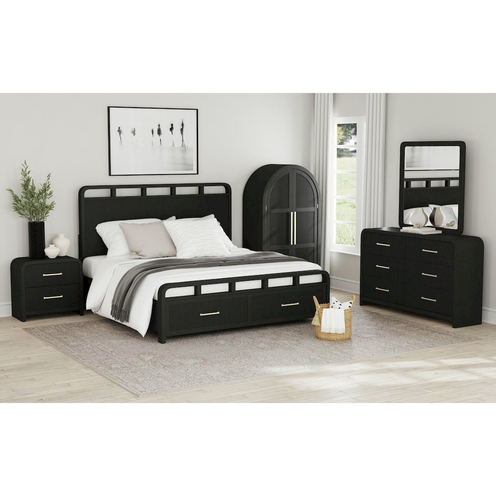 Ridgemont Large Bookcase in Black with Grain. Picture 7