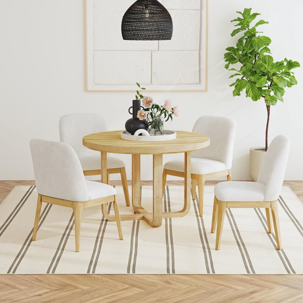 Sutton Dining Side Chair with White Fabric in Natural. Picture 4
