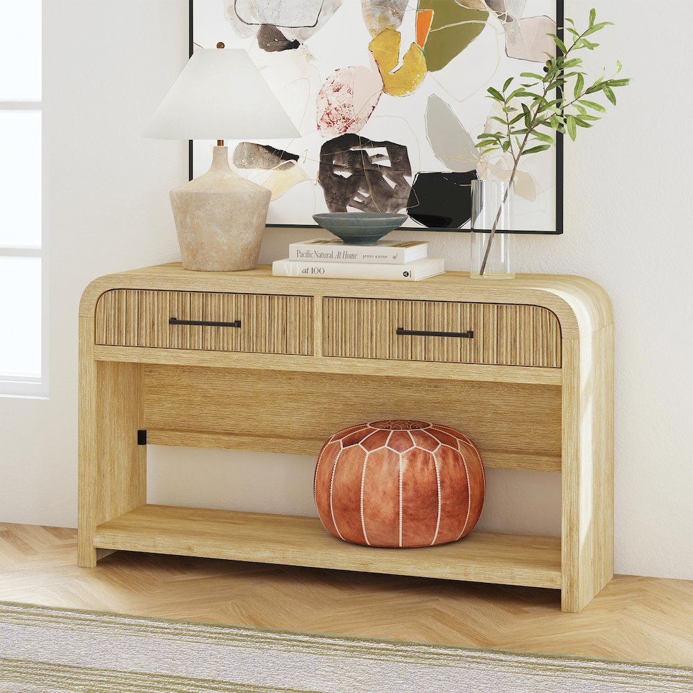 Woodridge Sofa Table with Bottom Shelf in Natural. Picture 2