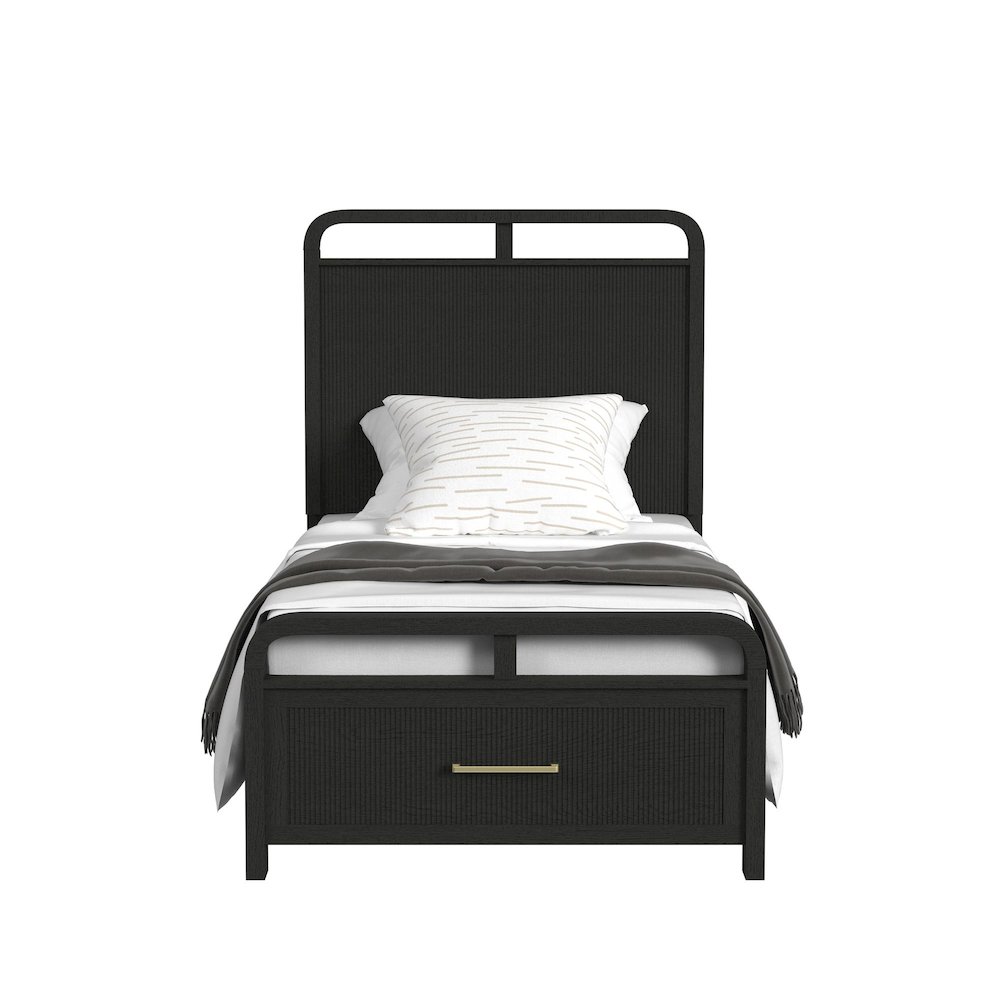Ridgemont Twin Storage Bed in Black with Grain. Picture 2