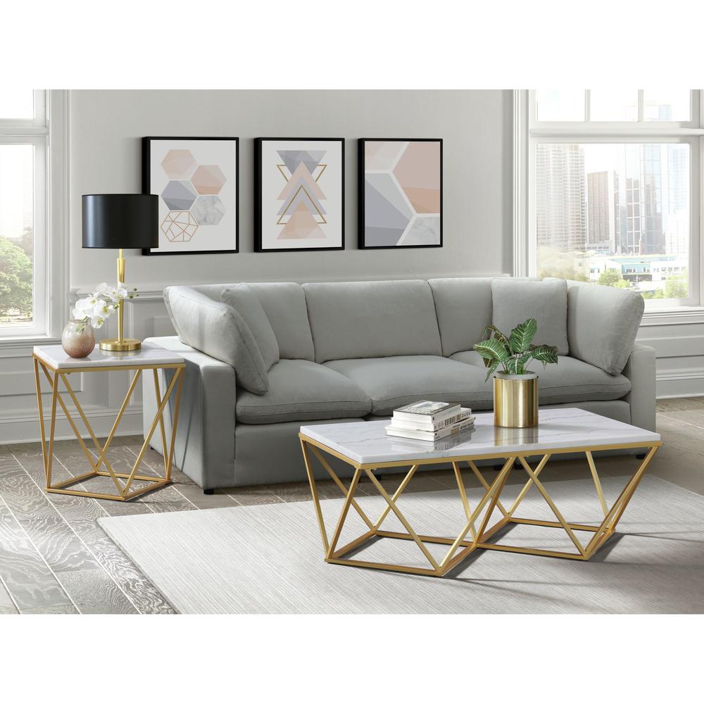 Conner 2PC Occasional Table Set in Gold-Coffee Table & End Table. Picture 3