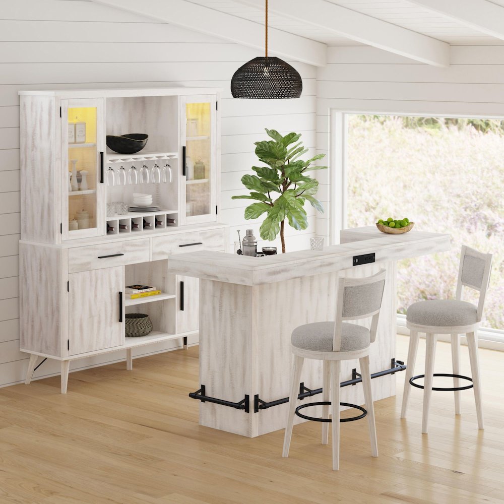 Rogen Rustic Buffet & Hutch with LED in Rustic White. Picture 10