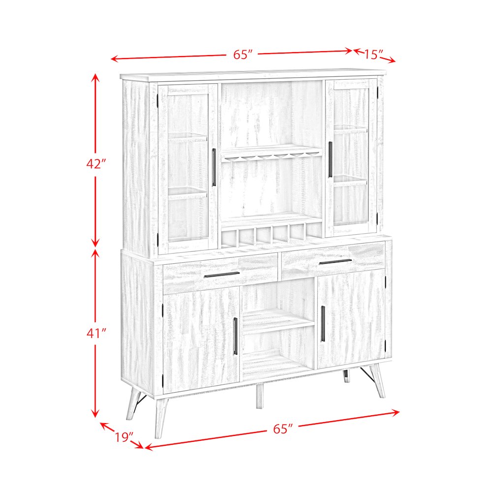 Rogen Rustic Buffet & Hutch with LED in Rustic White. Picture 12