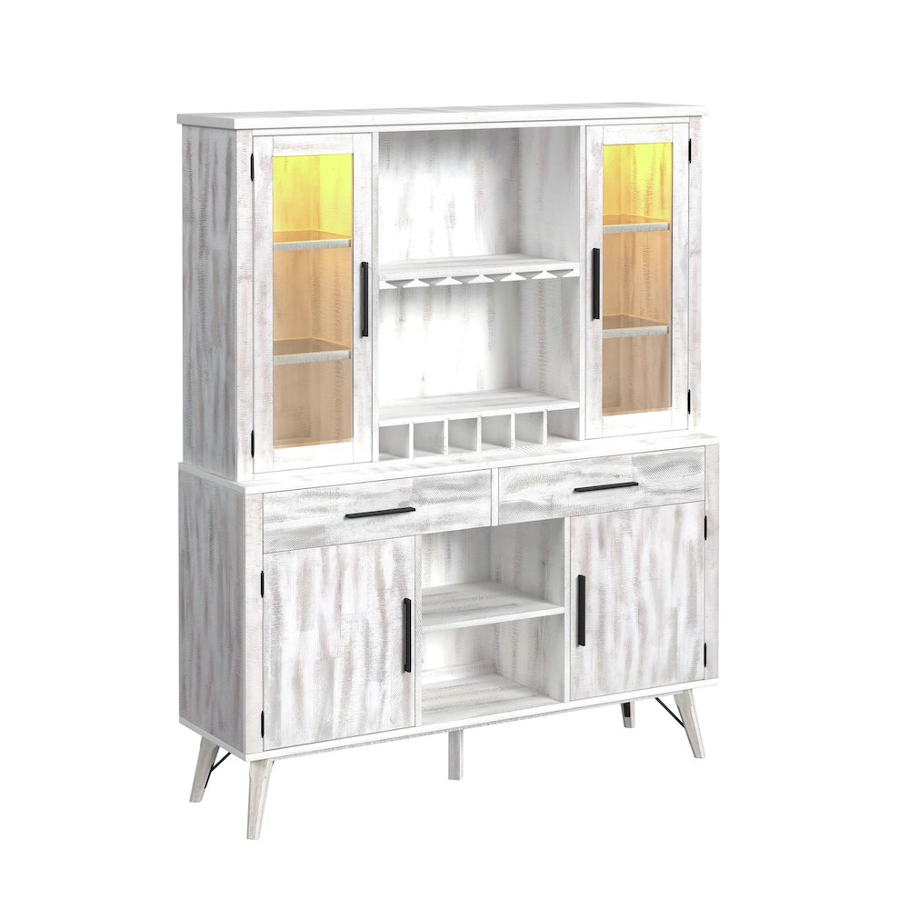 Rogen Rustic Buffet & Hutch with LED in Rustic White. Picture 1