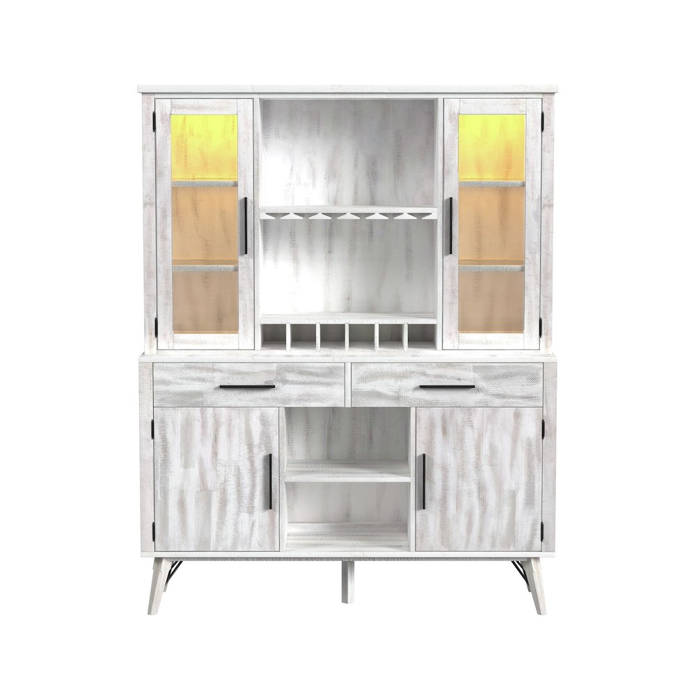 Rogen Rustic Buffet & Hutch with LED in Rustic White. Picture 2